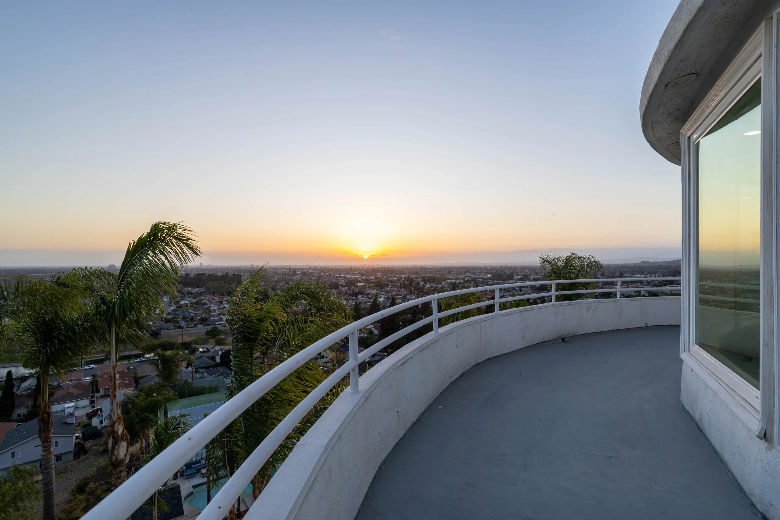 The balcony as the sun drops to the horizon