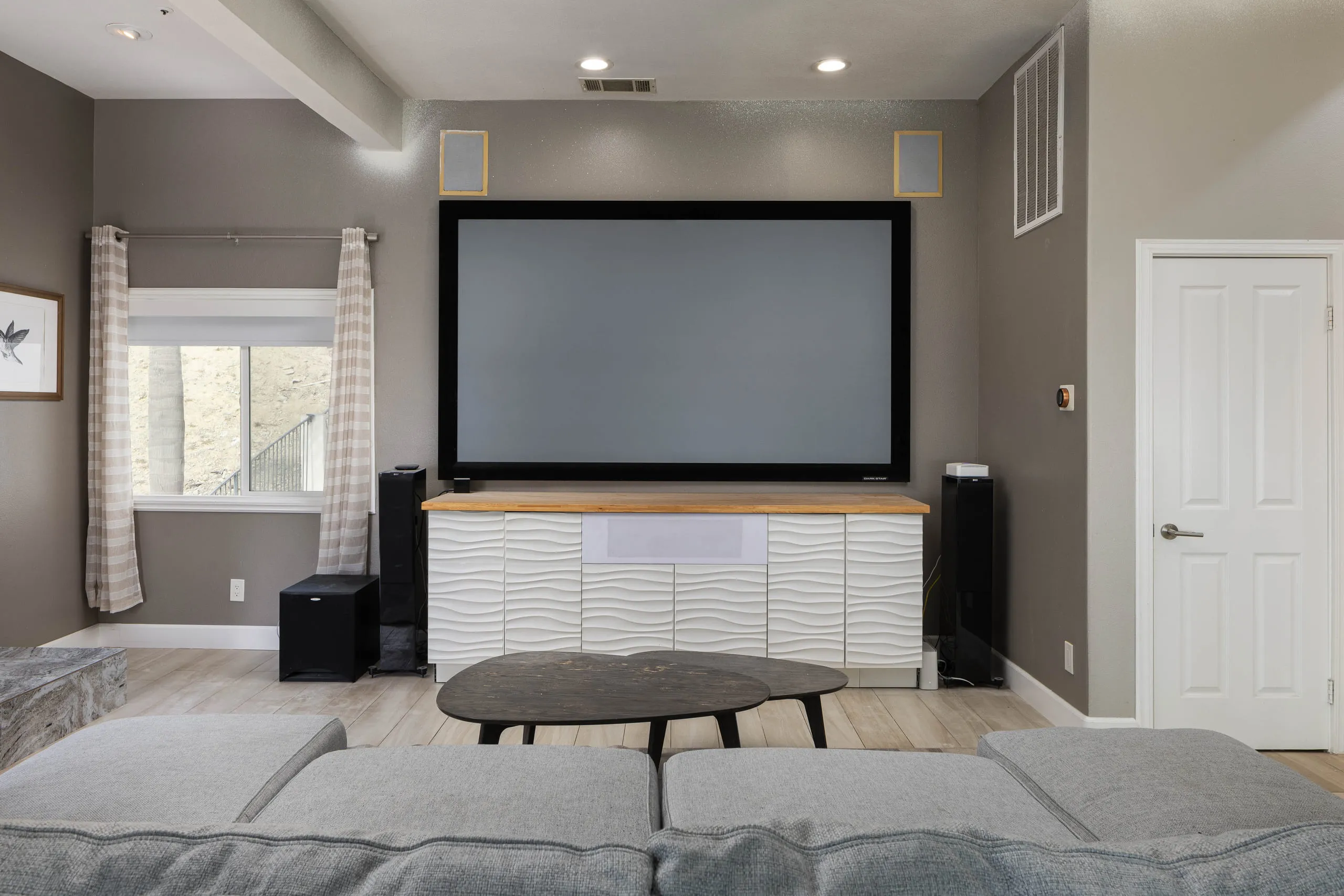 Media room with a projection screen