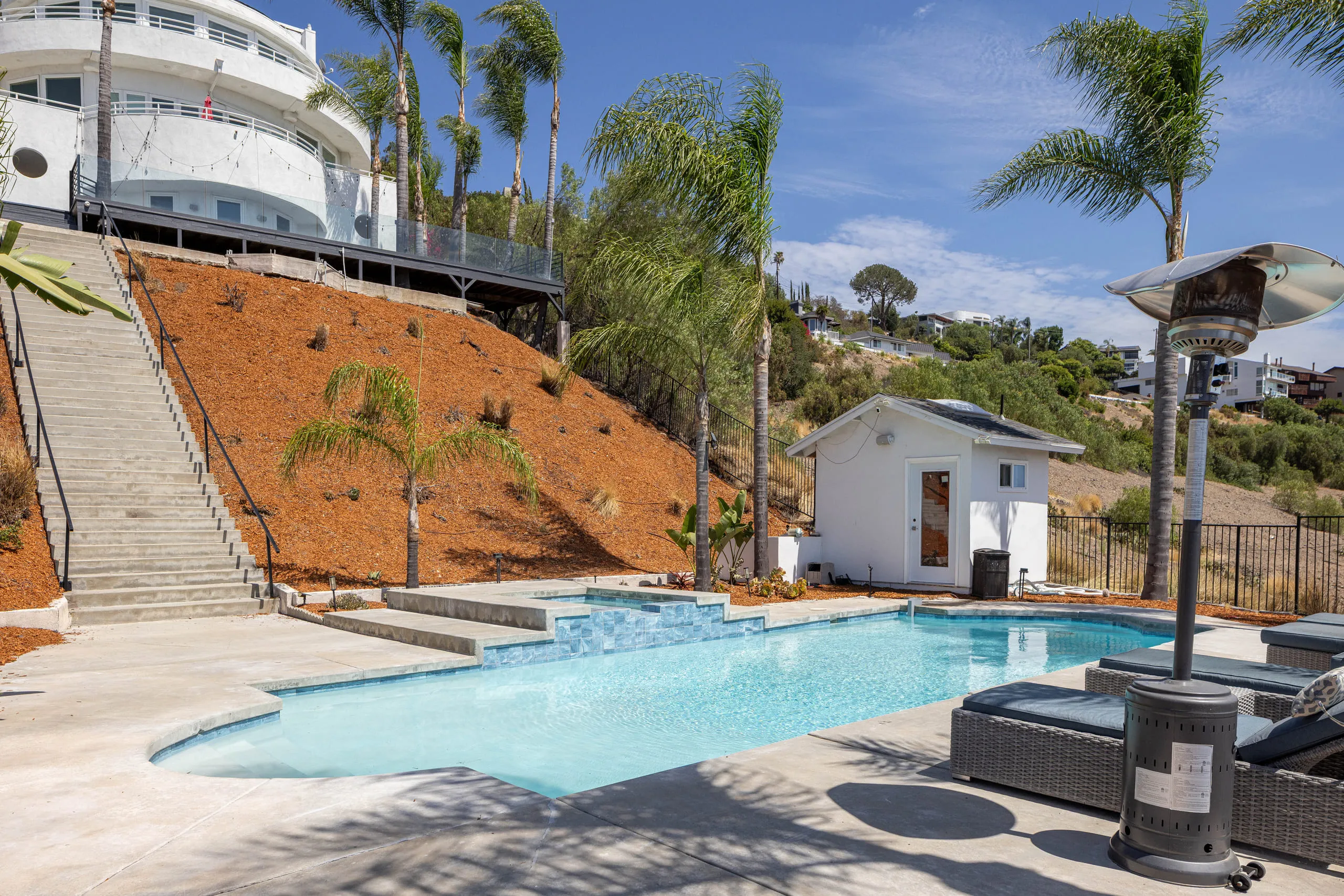 The pool with the view opening west