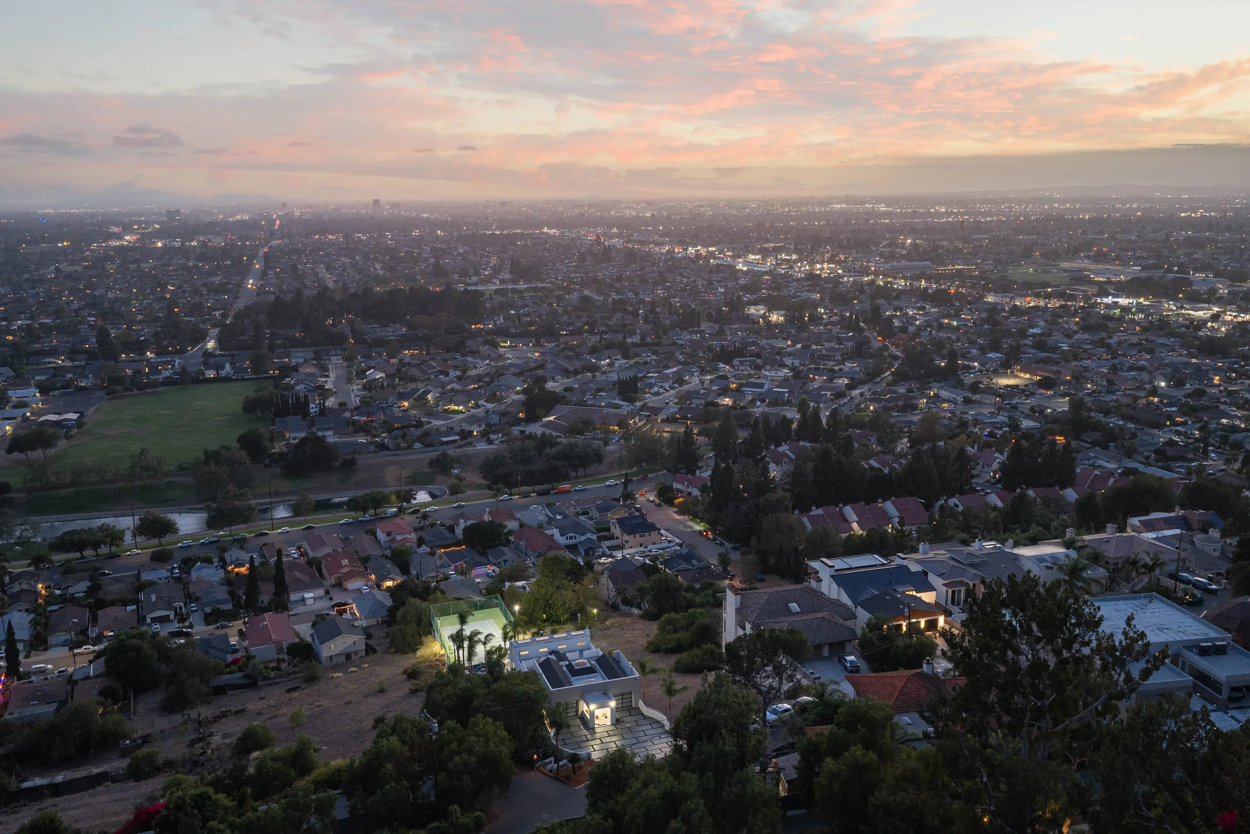 Dusk panorama across Orange County